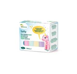 Softy - Assortiment 6 x 62g pâte à modeler enfant souple, pastel - Bleu