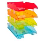 Pack 4 letter tray COMBO harlequin gl tr - Assorted colours