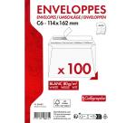 Paquet de 100 Enveloppes Blanches C6-114x162mm - Auto-Adhésives - 80g/m2 - Blanc