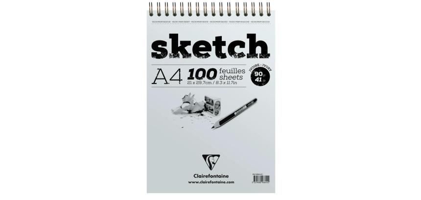 Sketch bloc spiralé 100F A4 90g - Ivoire