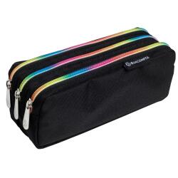 Rainbow 3-compartment rectangle pencil case - Black