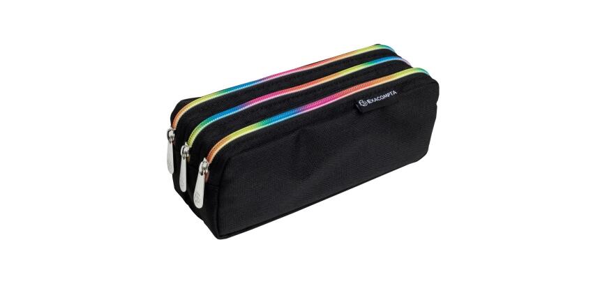 Trousse rectangle 3 compartiments Rainbow - Noir