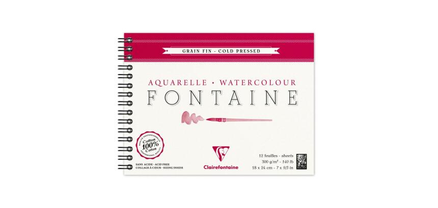 Fontaine album spiralé 12F 18x24cm 300g grain fin