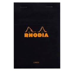 Bloc agrafé Rhodia N°13 10,5x14,8 cm 80 feuillets ligné 80g - Noir