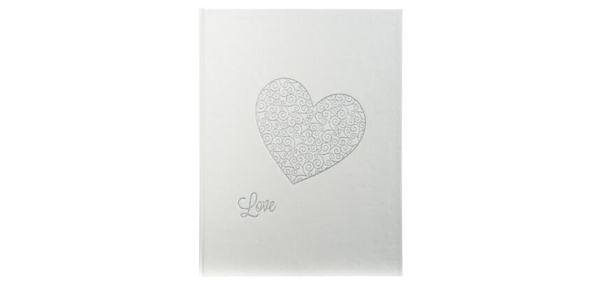 Livre d'or 100 pages blanches Harmony - 27x22 cm vertical - Blanc pailleté