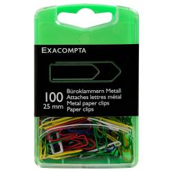 Exacompta Paper Clips,25mm (Box of 100) - Assorted colours