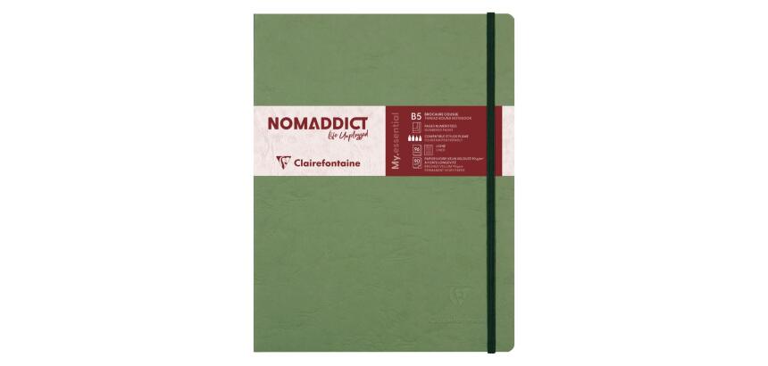 My.Essential Age Bag genaaid notitieboek met vierkante rug en genummerde pagina's B5 192 gelijnde pagina's ivoorkleurig papier 90 g - Groen