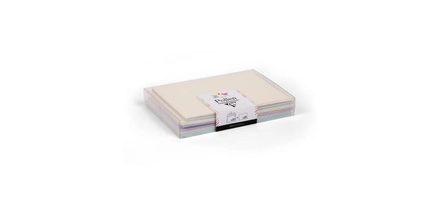 Coffret Pollen de 20 enveloppes C6 (114x162mm) + 20 cartes simples 110x155mm - Naissance - Assortiment