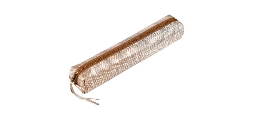 KLEO-PATHRA CUIR Trousse SLIM 4x19,5x2,5 cm Argent
