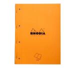 Rhodia Side bloc agrafé côté A4+ 22,3x29,7 cm 80 feuillets Seyès mprf + perforation 4 trous 80g - Orange