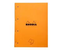 Rhodia Side bloc agrafé côté A4+ 22,3x29,7 cm 80 feuillets Seyès mprf + perforation 4 trous 80g - Orange