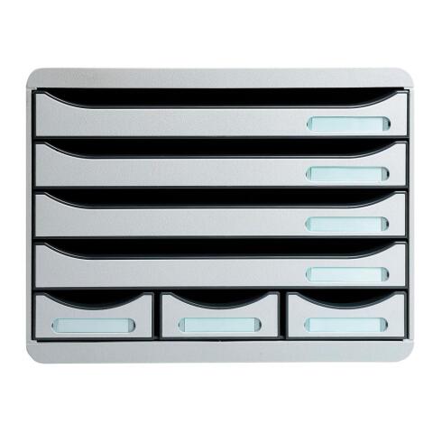 Módulo de clasificación apaisado Store Box mini 7 cajones gris claro