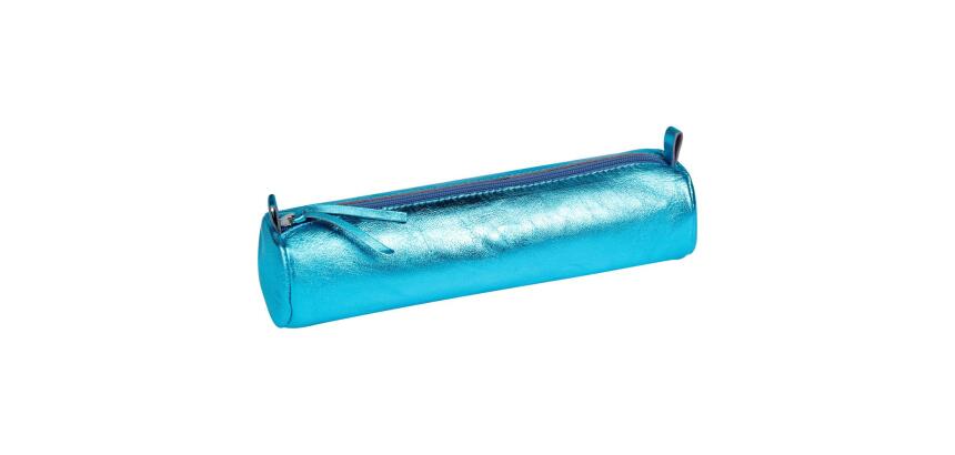 MIROR CUIR Trousse ronde Ø5,5x22 cm Miror Turquoise