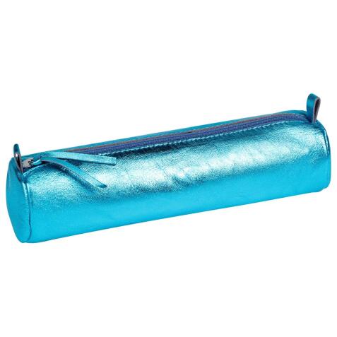 MIROR CUIR Trousse ronde Ø5,5x22 cm Miror Turquoise
