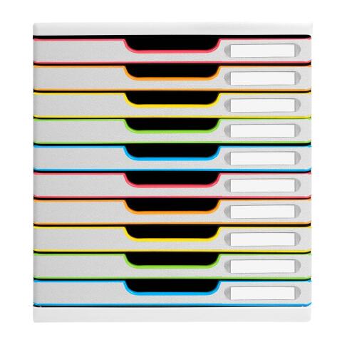 Módulo A4, cajones cerrados + 10 alturas + STOP de seguridad, tamaño: 10 X 26mm Black Office - Blanco/arlequín