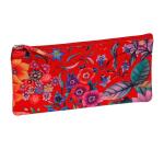 Céleste CUIR Trousse plate 22x11 cm Jardin rouge