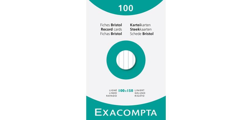 Étui de 100 fiches - bristol ligné non perforé 100x150mm - Blanc