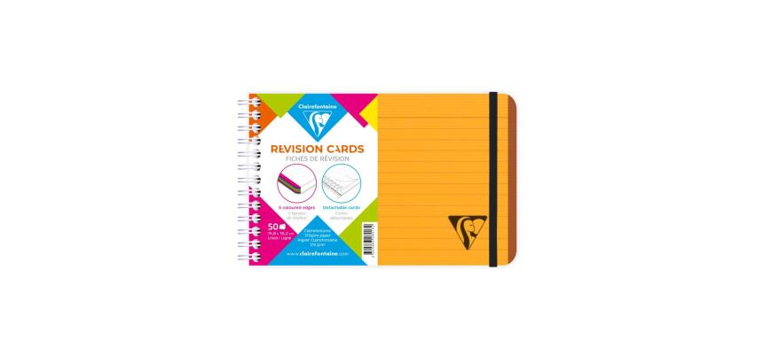 Carnet de fiches de révision Linicolor FRESH reliure intégrale 15,2x10,2 cm 50 fiches ligné 5 bandes de couleurs couverture plastique polypropyène rainuré - Orange