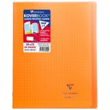 Cahier piqué Koverbook 24x32 cm 48 pages grands carreaux couverture polypropylène transparent - Orange