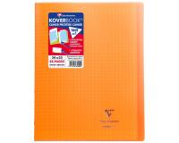 Cahier piqué Koverbook 24x32 cm 48 pages grands carreaux couverture polypropylène transparent - Orange