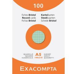 Pk 100 Exa Record Cards 148x21 5/5 Ast - Assorted colours