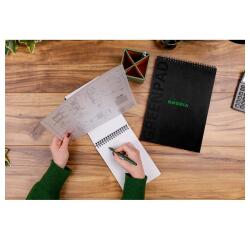 Blok met integrale binding GREENPAD, A4+, geruit, zwart