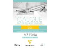 Papier Calque bloc collé 50F A3 55g