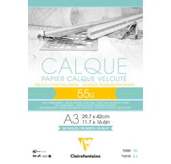Papier Calque bloc collé 50F A3 55g
