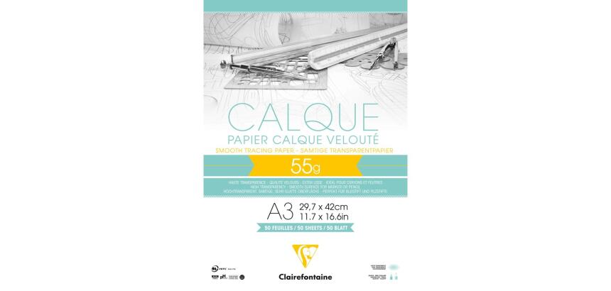 Papier Calque bloc collé 50F A3 55g