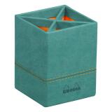 Rhodiarama pot à crayons simili cuir italien 8x8x11 cm - Eau
