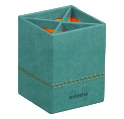 Rhodiarama pot à crayons simili cuir italien 8x8x11 cm - Eau