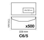 Boite de 500 Enveloppes Blanches DL2-114x229mm - Gommées Mécanisables - 80g/m2 - Fenêtre Papier Cristal 45x100 (position 20/20) - pour machine de mise sous pli automatique - Blanc