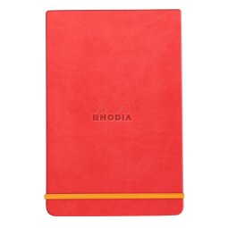 Rhodiarama Webnotepad rembordé rigide A5 192 pages ligné microperforé papier ivoire 90g fermeture élastique - Corail