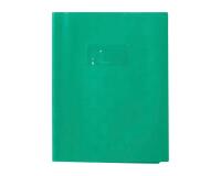 Protège-cahiers grain madras avec rabats marque-pages PVC 22/100ème 17x22 cm - Vert