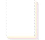 "500 feuilles de listing autocopiantes blanc/jaune/rose/vert 240x12"" 4plis Bandes Caroll Détachables" - Blanc