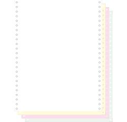 Computer listing paper 1000 NCR white/yellow/pink/green sheets - 4-part micro-perforations 240x12'' - White