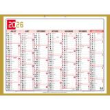 Calendrier Tricolore Neutre 55 x 40,5 cm Semestriel 2026 - rouge, noir et or