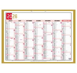 Calendrier Tricolore Neutre 55 x 40,5 cm Semestriel 2026 - rouge, noir et or