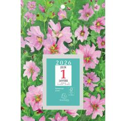 Bloc éphéméride neutre Fleurs (6,5 x 9,7 cm) sur plaque imprimée 18 x 26 cm 2026 - Visuels assortis