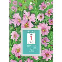 Bloc éphéméride neutre Fleurs (6,5 x 9,7 cm) sur plaque imprimée 18 x 26 cm 2026 - Visuels assortis