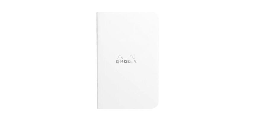 Carnet piqué Rhodia Classic 7,5x12 cm 48p petits carreaux 5x5 non détachables 80g - Blanc