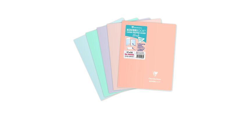 Cahier piqué Koverbook Blush 17x22cm 96 pages grands carreaux couverture polypropylène opaque bicolore Couleur aléatoire. - Assortis