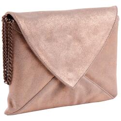 PLUME Pochette Enveloppe en Daim irisé 20x14cm - Cuivre
