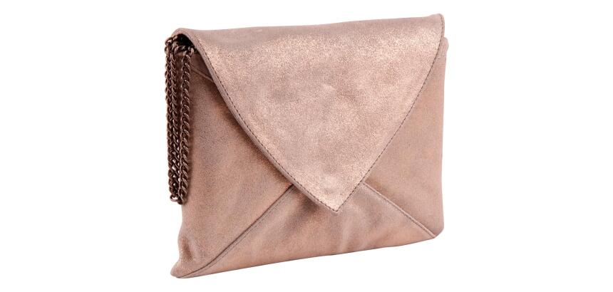 PLUME Pochette Enveloppe en Daim irisé 20x14cm - Cuivre