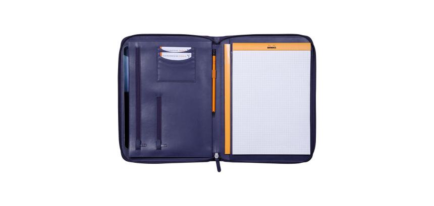 Rhodiarama grand conférencier pour bloc ou carnet format A4 - Bleu nuit