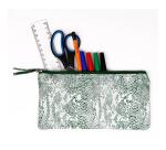 Céleste CUIR Trousse plate 22x11 cm Lazer Vert Argent