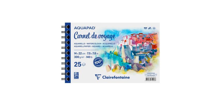 Aquapad Carnet de Voyage album spiralé 25F 14x22cm 300g