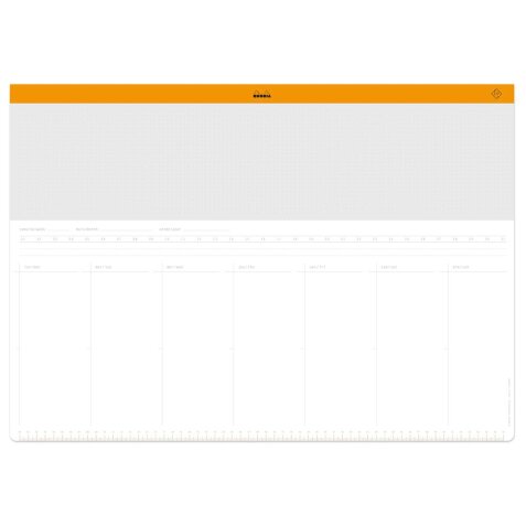 Rhodia sous-main semainier entoilé A2 (42x59,4 cm) 30 feuillets encollés - Blanc