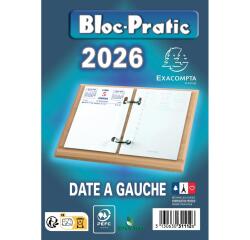 Bloc-pratic date à gauche 8,2 x 12 cm - 2026 - Bleu