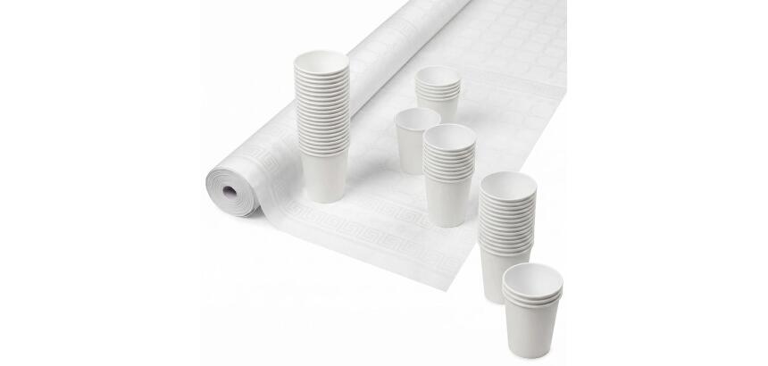 Damask Tablecloth Roll 1.18 x 10m - White